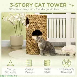 Meilleur prix de gros pour une niche pour chat en jacinthe d'eau naturelle, lit pour animaux de compagnie, livraison directe depuis le Vietnam - Product Image 3