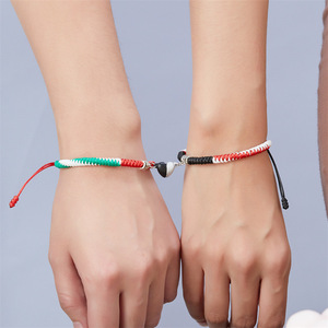 <span class=keywords><strong>Support</strong></span> fait main Palestine Keffieh <span class=keywords><strong>Bracelet</strong></span> fait main Design arabe arabe noir vert cordon rouge <span class=keywords><strong>Bracelet</strong></span> palestinien tissé à la main - Product Image 4