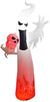 Ballon Gonflable LED Lumineux Effet Flamme Fantôme Halloween Extérieur Étanche en PVC avec Souffleur Électrique pour Décoration de Fête