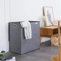 Panier à linge pliable avec 4 supports amovibles, doublure épaisse imperméable, grand panier à linge carré pour la salle de bain