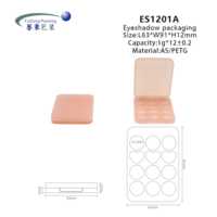 Boîte d'emballage cosmétique en plastique 1g pour palette de fards à paupières carrée recyclable à 12 compartiments avec option de gaufrage et logo personnalisé