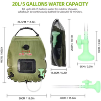 Stockage d'eau de camping en plein air avec logo personnalisé et sac de douche portable à chauffage solaire 5 gallons/20L PVC pour les voyages à la plage