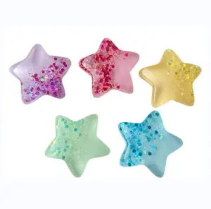 Mix Kawaii Glitter 36mm Five-pointed Star,Flat Back Resin Cabochon Craft For Phone Decoration Hair Bow Diy