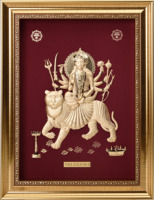 Peinture décorative artisanale de divinité indienne de qualité supérieure avec feuille d'or 999-Statue d'éléphant Balakrishna