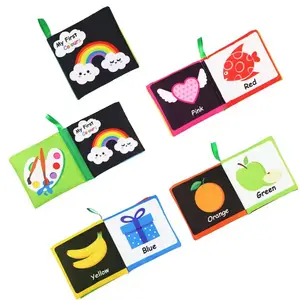 Early Education Colour Animal Digital Shape Cognition Intelligence Development Cartoon Learning Fabric Cloth Book For Baby