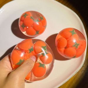 Creative Soft Rubber Fruit Persimmon <b>Squeeze</b> Toy Kids Decompression Artifacts <b>Ball</b> Venting Pinch Squeez Toys - Product Image 1