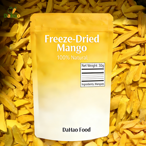 Dahao Vente en gros Mangue lyophilisée 30g Naturelle <span class=keywords><strong>Sans</strong></span> <span class=keywords><strong>Sucre</strong></span> Snack Tranches de mangue séchées par lyophilisation Fruits séchés Snack OEM ODM Disponible - Product Image 1