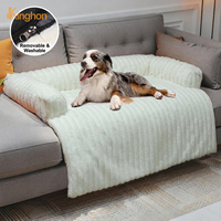 Coussin-lit Kinghon en velours côtelé moelleux pour chien et chat, coussin de canapé chaud d'hiver avec housse amovible, emballé en boîte, pour chiens de taille moyenne/grande
