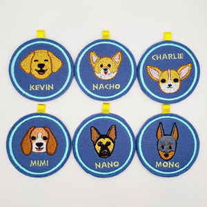 Etiqueta de Identificación Personalizada con Bordado Redondo para Collar de Perro, Etiqueta con Nombre Bordado con Cara de Perro - Product Image 3