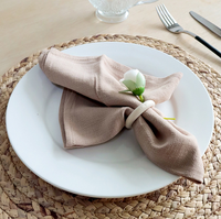 Serviettes de table carrées en coton et lin, style japonais, faites à la main, 40x40cm, couleur unie, absorbantes, personnalisables, disponibles en stock