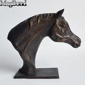 Estatua decorativa de cabeza de caballo de bronce de hierro fundido para ornamental