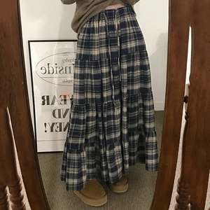 Jupe longue étagée patchwork style rétro britannique pour femme, coupe trapèze taille haute, chic et décontractée, tenue vintage tendance - Product Image 6