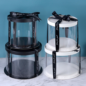 Wholesale transparent clear tall cake box custom wholesale luxury birthday cakes packaging box with window