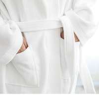 Blanc 100% coton 100% coton Robes légères Soft Loungewear long Peignoir