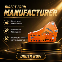 Marteau brise-roche hydraulique à économie d'énergie SY1750, burin robuste, impact maximal, longue durée de vie, compatible avec les excavatrices de 38 à 50 tonnes