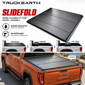 GMC Sierra 2500HD Sliding Tri Fold Tonneau Cover for 6.75 ft Bed Hard Folding Aluminum Truck Bed Cover with Sliding Rails - Product Image 1