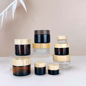 30 g Frosted Glass <b>Jar</b> With Wooden Lid Cosmetic Container 1 oz <b>Empty</b> Glass <b>Jars</b> 30 ml Glass <b>Jar</b> With Bamboo Lid for Face Cream - Product Image 6