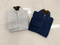 Cardigan en laine et coton mélangés pour hommes, col en fausse fourrure amovible, fermeture éclair bidirectionnelle, logo personnalisé, OEM, tricot d'hiver en gros