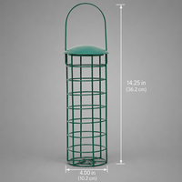 Mangeoire à oiseaux en tube métallique long avec couvercle dôme, poignée de suspension, plusieurs perchoirs, cage à graines, décoration extérieure pour jardin et cour, design antique
