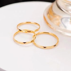 Sparking Geometric Faceted Thin Stacking <b>Ring</b> Minimalist <b>Thumb</b> & Index Finger Band <b>Ring</b> for Women | 18K PVD <b>Gold</b> Stainless Steel - Product Image 4