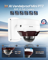 Caméra de sécurité YCX 8MP VCA AI intelligente avec zoom optique 3X, audio bidirectionnel, anti-vandalisme, mini PTZ POE