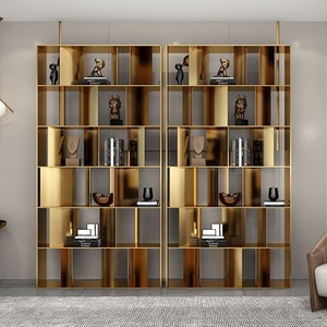 Estantería Modular de Acero Abierta de Fábrica China, Librería de Acero con Acabado Bronce Cepillado, Estante de Almacenamiento para el Hogar, para Sala de Estar - Product Image 1