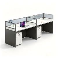 Serie de Escritorios Modulares Rectos, Ecológicos, Duraderos y Modernos para Oficina, Cubículo Lineal para Personal con Pantalla de Vidrio Esmerilado