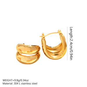 Orecchini Geometrici Semplici in Acciaio Inossidabile Placcato Oro 18K Stile Europeo e Americano per Donne - Product Image 4