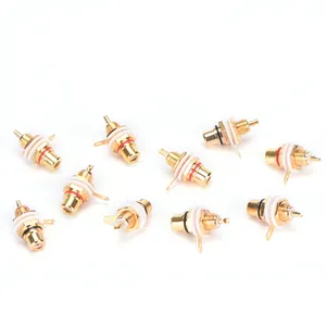 10pcs/set Panel Mount Gold Plated RCA Female Plug Jack Audio Socket Amplifier Chassis Phono Connector