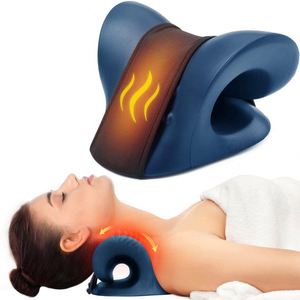 Appareil de traction cervicale chauffant pour soulager les douleurs au cou, avec coussin chauffant en graphène, oreiller de massage pour le cou et les épaules - Product Image 1