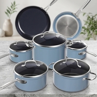 Ensemble de 7 ustensiles de cuisine antiadhésifs avec couvercle, ensemble de cuisine en aluminium avec revêtement antiadhésif, compatible lave-vaisselle et four