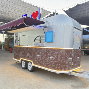 Chariot de vente ambulante de café, de thé au lait, de hot-dogs et de glaces en acier inoxydable pour usage commercial en extérieur, remorquable - Product Image 2