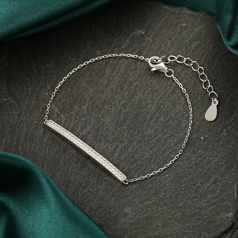 2022 Adjustable 925 Sterling Silver Elegant Jewelry Simple Design CZ Bracelet For woman Jewelry