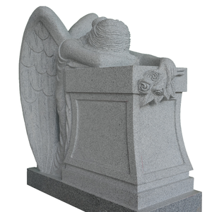 Traditional Kneeling Angel <b>Memorial</b> Statue Great Grey (G614) Granite 36 Inches Tall for Outdoor Use - Product Image 3