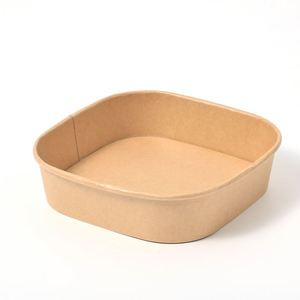 Boîte à fruits carrée en papier kraft, compatible micro-ondes, récipient à salade jetable avec couvercle, impression de logo personnalisée, emballage pour restaurant à emporter - Product Image 3