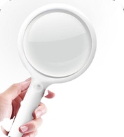 Loupe grossissante portable USB rechargeable en plastique avec éclairage LED, grossissement 3X et 6X, style tendance
