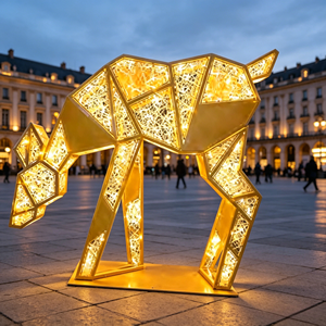 Sculpture LED <span class=keywords><strong>Lumineuse</strong></span> Géante Personnalisée Motif Cerf Robot pour Centre Commercial, Centre d'Affaires, <span class=keywords><strong>Vitrine</strong></span> et Décoration de Fêtes - Product Image 1