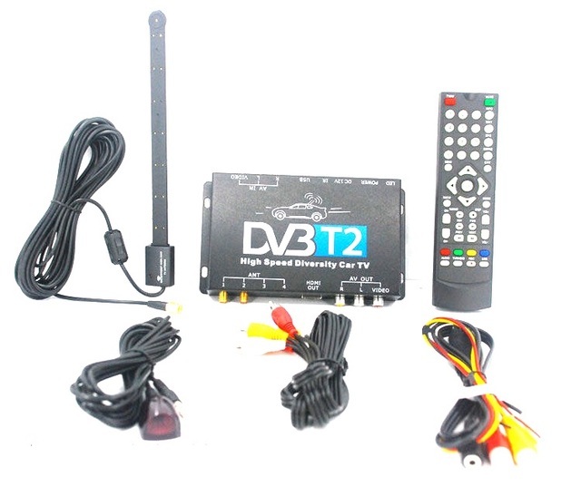 HDTV Car DVB-T2 Digital Tv Converter Car Tv Tuner Digital TV Set Top Box Automobile DTV Box With Two Tuner Antenna