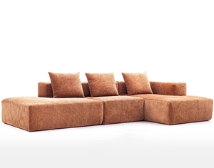 Canapé modulaire en velours côtelé pour petit appartement, ensemble de canapés sectionnels modernes en forme de bloc de tofu, entièrement en mousse compressée - Product Image 4