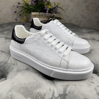 Chaussures blanches faites à la main en cuir d'alligator, chaussures plates de skateboard, chaussures de skater, vente en gros, chaussures décontractées élégantes et luxueuses pour hommes