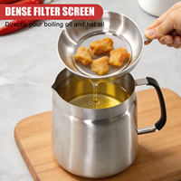 Grand récipient filtrant à huile polyvalent en acier inoxydable de 2L pour cuisine, idéal pour la graisse de bacon et la friteuse, pour la cuisson des frites sur le plancha