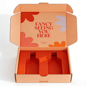 Boîte en carton ondulé avec impression florale mandarine et slogan de bienvenue pour l'emballage de boissons, fruits et vins - Product Image 3