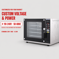 Four à convection électrique commercial, 4 plateaux, acier inoxydable, 220V, circulation d'air chaud, four de boulangerie de comptoir pour la restauration