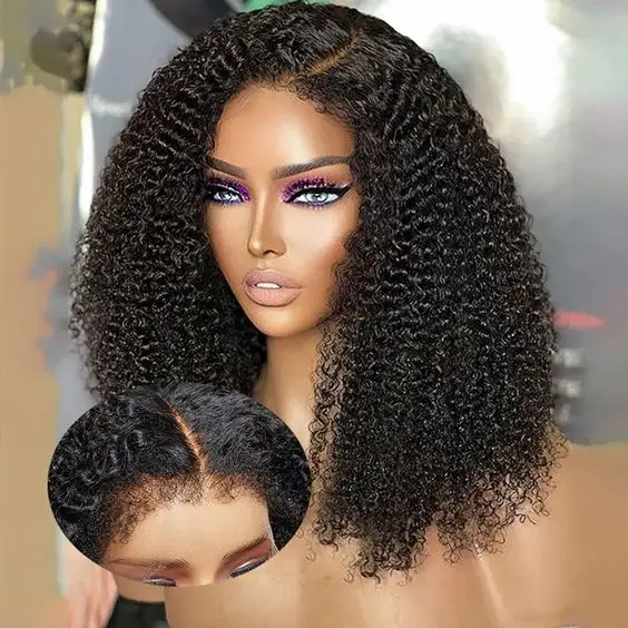 Wig Pixie Super ditarik dua Tiongkok rambut palsu keriting keriting ikal Wig rambut manusia pra-pencabutan HD renda Frontal Wig Bob pendek untuk wanita hitam