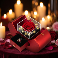 Kalung Mawar Merah Asli Awet Bentuk Hati yang Dapat Disesuaikan - Hadiah Ulang Tahun, Hari Valentine, Natal untuk Wanita, Ibu
