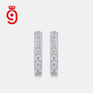 Pendientes de Aro Pequeños con Incrustaciones de Moissanita VVS, <span class=keywords><strong>Plata</strong></span> <span class=keywords><strong>925</strong></span>, Chapado en Oro de 18K, Prueba de Diamante D VVS, Pendientes de Aro de Moissanita - Product Image 3