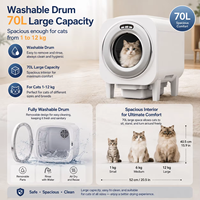 Bac à litière automatique intelligent de qualité supérieure, grande capacité 70L, avec caméra vidéo et moniteur via application, désodorisation UV, toilette sécurisée pour chat