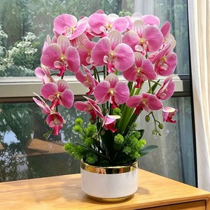 Flores Artificiales de Orquídea Phalaenopsis Rosadas, Juego de Flores Artificiales, Lujoso Set para Sala de Estar, Orquídea en Maceta Grande con Impresión 3D y Acabado Brillante - Product Image 1
