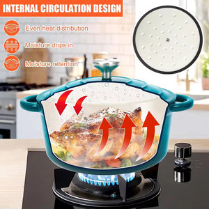 Ensemble de 7 casseroles et poêles en fonte émaillée antiadhésive avec couvercles, poêle à frire, casserole, compatible four jusqu'à 500°F °   Pour toutes les plaques de cuisson - Product Image 4