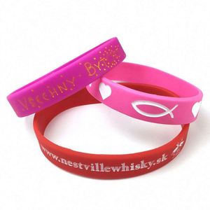 Bracelets en caoutchouc élastique personnalisés promotionnels, bracelet à breloques, bracelet en silicone avec logo personnalisé - Product Image 4